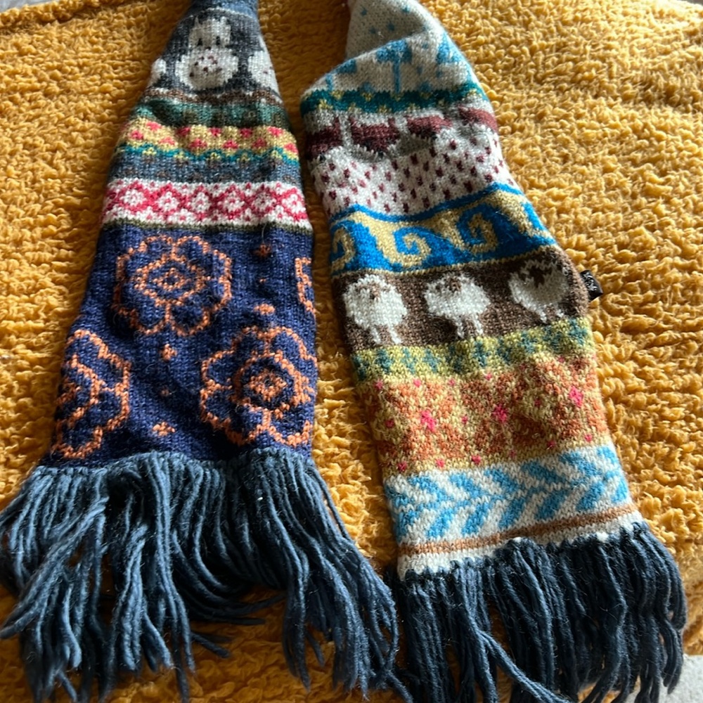 TARA Hand spun wool scarf. Multi colored. 
6 foot long. 7 inches wide.